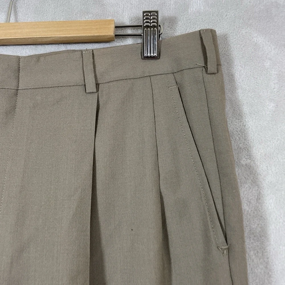 Vtg 90s Lands Ends Double Pleated Slacks Pants Mens 36x32 Cuff Wool Made in USA